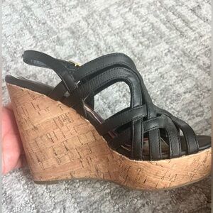 Black wedge sandals size 6
